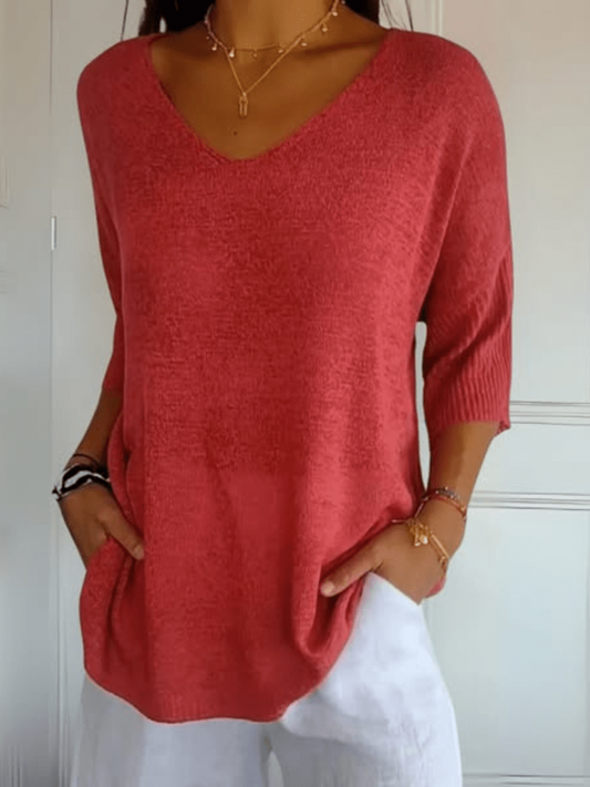 Carlijn™ | Gebreide V-hals top