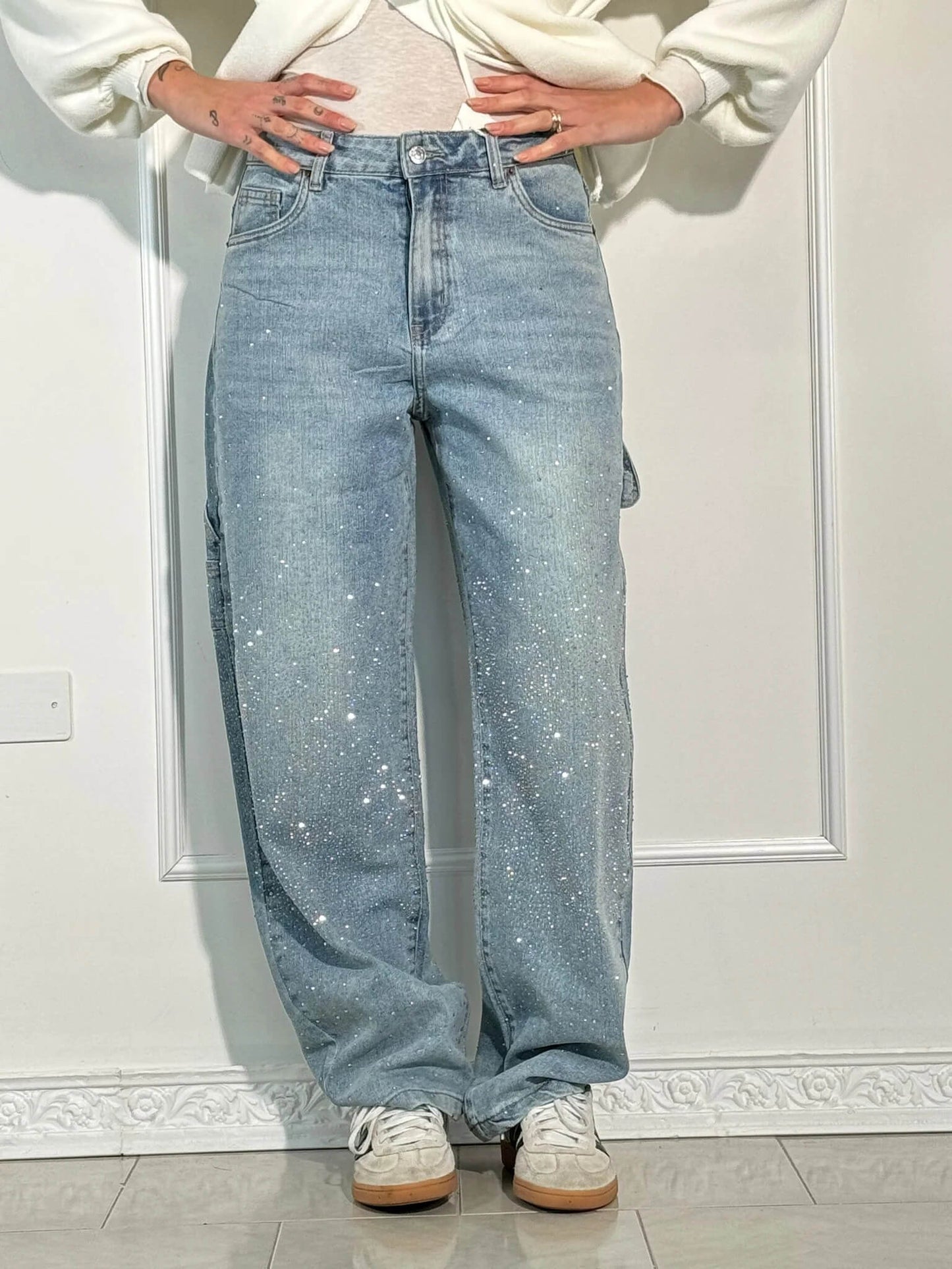 Jassy™ | Glanzende Denim Jeans