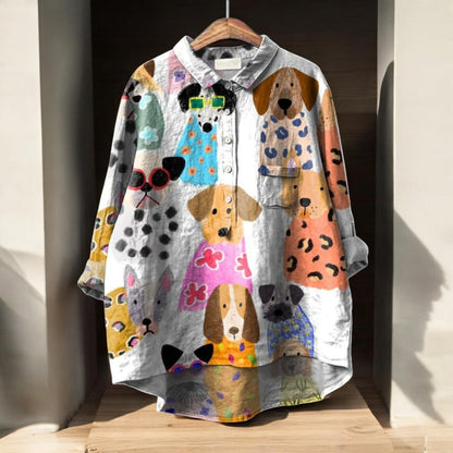 Eline™ | Exclusieve Damesblouse met Hondenprint